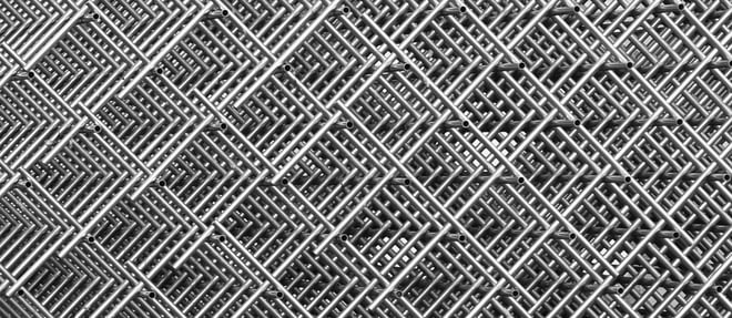 Steel tubes forming an intricate grid